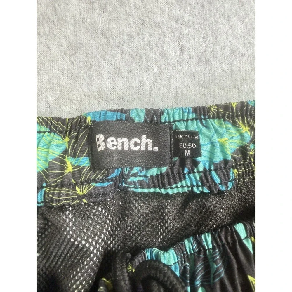 Bench Men's Swim Trunks Board Shorts M EU 50 Tropical Leaf Print Black Blue